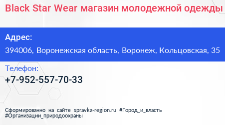 Black Star Wear магазин молодежной одежды - визитка