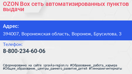 OZON Box сеть автоматизированных пунктов выдачи - визитка
