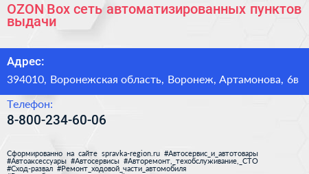 OZON Box сеть автоматизированных пунктов выдачи - визитка