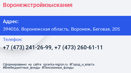 Воронежстройизыскания - визитка