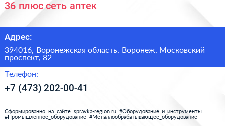 36 плюс сеть аптек - визитка
