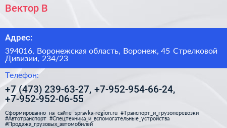 Вектор В - визитка