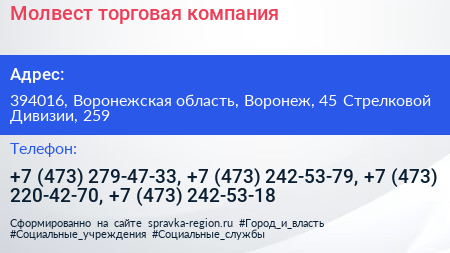 Молвест торговая компания - визитка