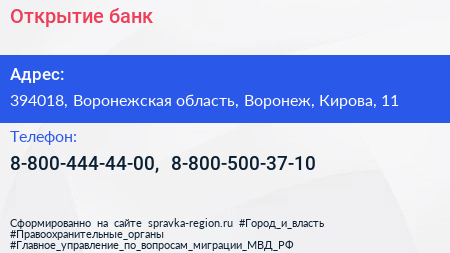 Нажмите, чтобы скачать визитку Открытие банк - визитка