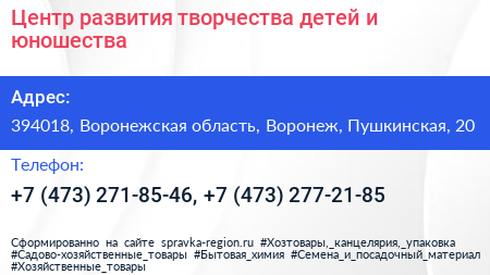 Центр развития творчества детей и юношества - визитка