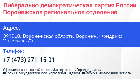 Либерально демократическая партия России Воронежское региональное отделение - визитка