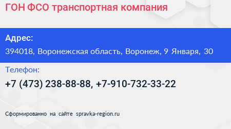 ГОН ФСО транспортная компания - визитка