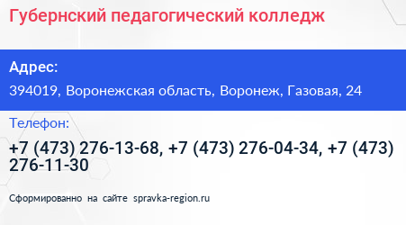 Губернский педагогический колледж - визитка