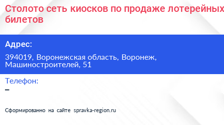 Столото сеть киосков по продаже лотерейных билетов - визитка