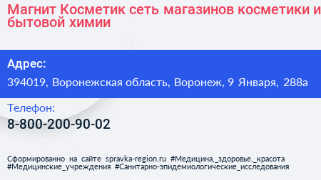 Магнит Косметик сеть магазинов косметики и бытовой химии - визитка
