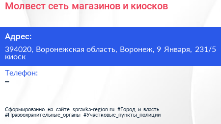 Молвест сеть магазинов и киосков - визитка