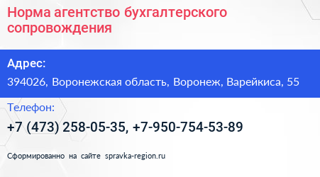 Норма агентство бухгалтерского сопровождения - визитка