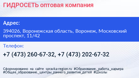 ГИДРОСЕТЬ оптовая компания - визитка