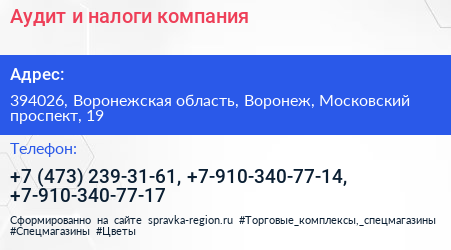 Аудит и налоги компания - визитка