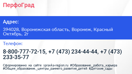 ПерфоГрад - визитка