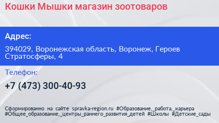 Кошки Мышки магазин зоотоваров - визитка
