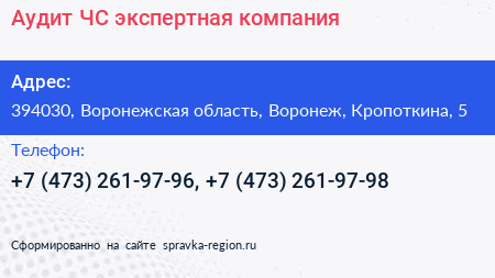 Аудит ЧС экспертная компания - визитка