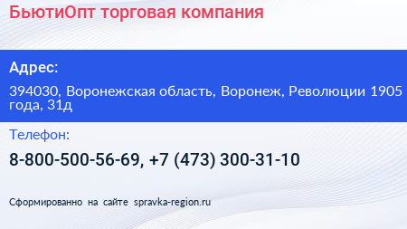 БьютиОпт торговая компания - визитка