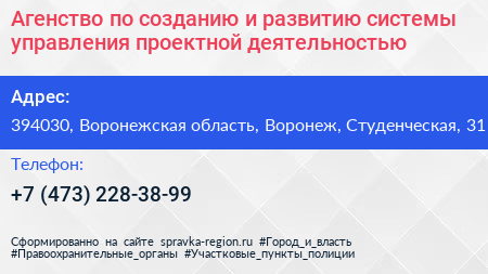Агенство по созданию и развитию системы управления проектной деятельностью - визитка