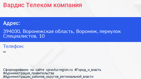 Нажмите, чтобы скачать визитку Вардис Телеком компания - визитка