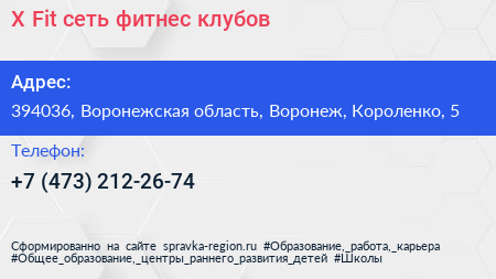 X Fit сеть фитнес клубов - визитка