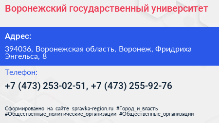Воронежский государственный университет - визитка