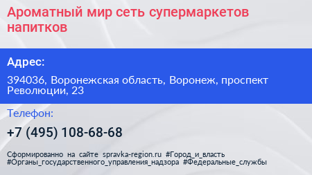 Ароматный мир сеть супермаркетов напитков - визитка