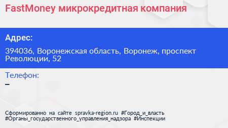 Нажмите, чтобы скачать визитку FastMoney микрокредитная компания - визитка