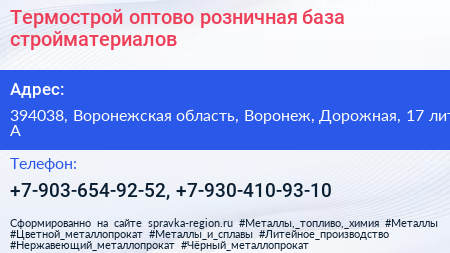 Термострой оптово розничная база стройматериалов - визитка