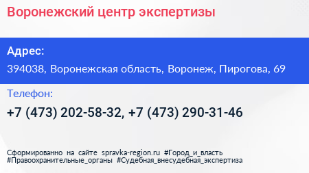 Воронежский центр экспертизы - визитка