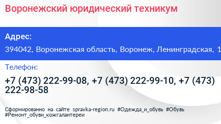 Воронежский юридический техникум - визитка