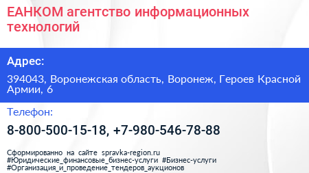 ЕАНКОМ агентство информационных технологий - визитка
