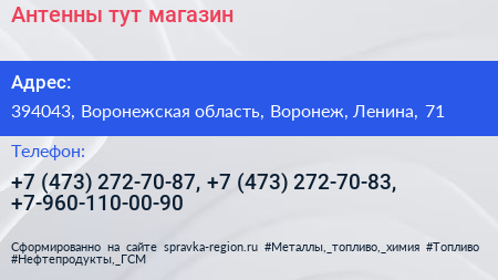 Антенны тут магазин - визитка