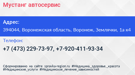 Мустанг автосервис - визитка