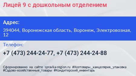 Лицей 9 с дошкольным отделением - визитка