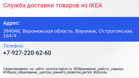 Служба доставки товаров из IKEA - визитка