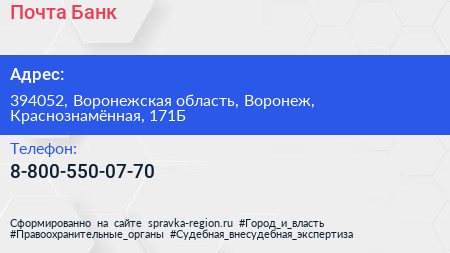 Нажмите, чтобы скачать визитку Почта Банк - визитка