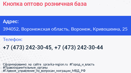 Кнопка оптово розничная база - визитка