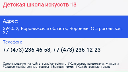 Детская школа искусств 13 - визитка