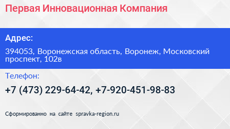 Первая Инновационная Компания - визитка