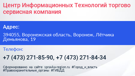 Центр Информационных Технологий торгово сервисная компания - визитка