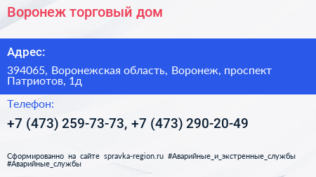 Воронеж торговый дом - визитка