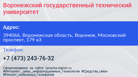 Воронежский государственный технический университет - визитка