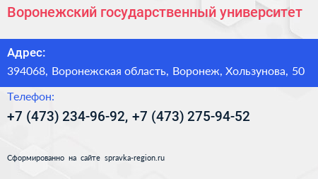 Воронежский государственный университет - визитка