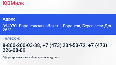 ЮВМилк - визитка