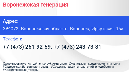 Воронежская генерация - визитка