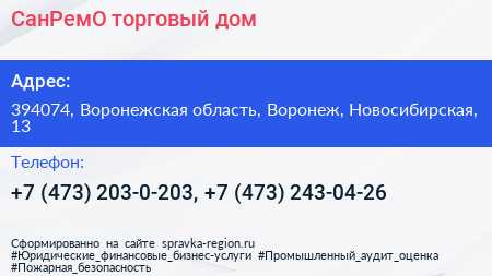 СанРемО торговый дом - визитка