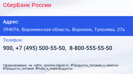 СберБанк России - визитка