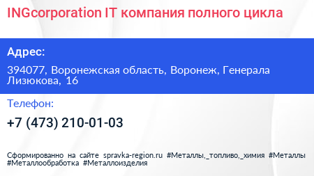 INGcorporation IT компания полного цикла - визитка