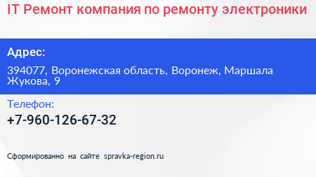 IT Ремонт компания по ремонту электроники - визитка